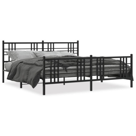 vidaXL Bettgestell mit Kopf- und Fußteil Metall Schwarz 183x213 cm