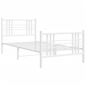 vidaXL Bettgestell mit Kopf- und Fußteil Metall Weiß 100x190 cm