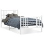 vidaXL Bettgestell mit Kopf- und Fußteil Metall Weiß 107x203 cm vidaXL Bettgestell mit Kopf- und Fußteil Metall Weiß 107x203 cm