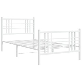 vidaXL Bettgestell mit Kopf- und Fußteil Metall Weiß 107x203 cm