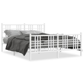 vidaXL Bettgestell mit Kopf- und Fußteil Metall Weiß 150x200 cm