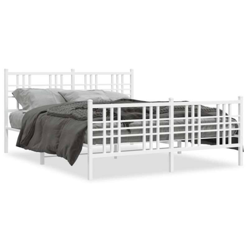 vidaXL Bettgestell mit Kopf- und Fußteil Metall Weiß 150x200 cm vidaXL Bettgestell mit Kopf- und Fußteil Metall Weiß 150x200 cm
