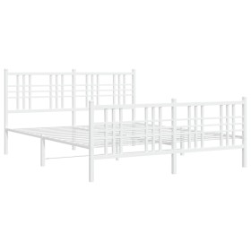 vidaXL Bettgestell mit Kopf- und Fußteil Metall Weiß 150x200 cm