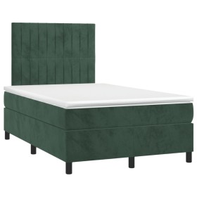 vidaXL Boxspringbett mit Matratze Dunkelgrün 120x190 cm Samt