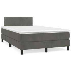 vidaXL Boxspringbett mit Matratze Dunkelgrün 120x190 cm Samt