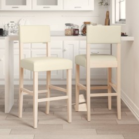 vidaXL Barstühle 2 Stk. Massivholz Gummibaum und Kunstleder