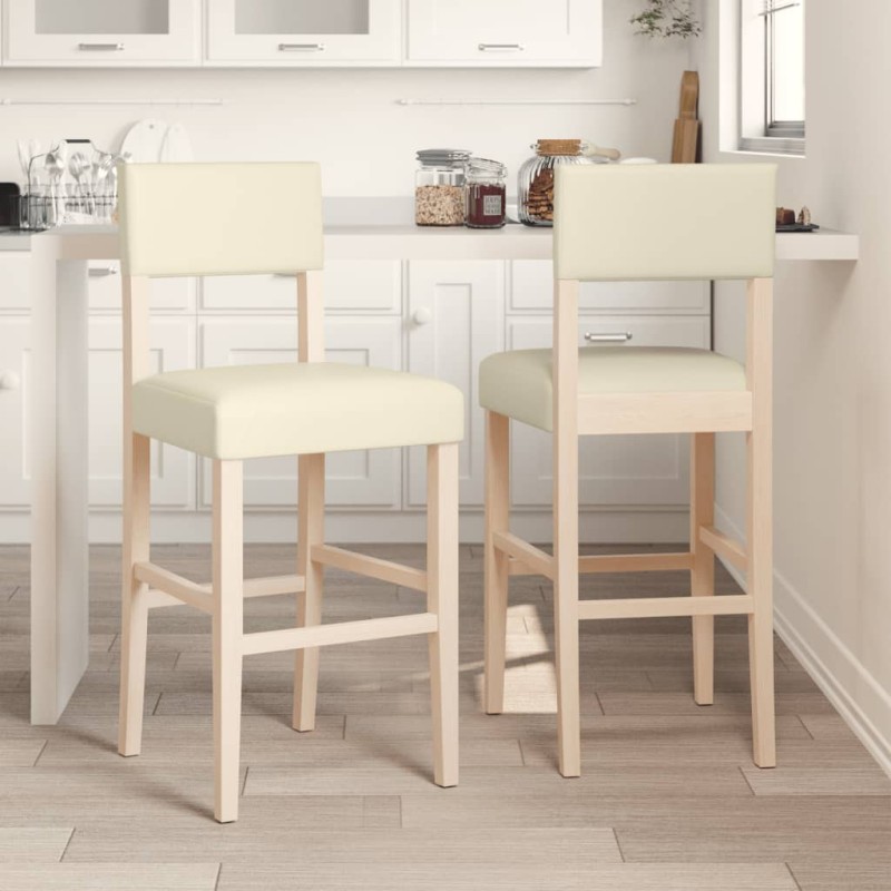 vidaXL Barstühle 2 Stk. Massivholz Gummibaum und Kunstleder vidaXL Barstühle 2 Stk. Massivholz Gummibaum und Kunstleder