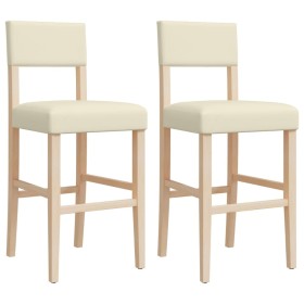 vidaXL Barstühle 2 Stk. Massivholz Gummibaum und Kunstleder
