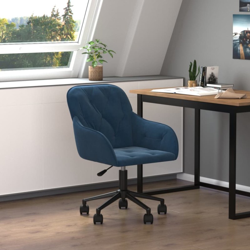 vidaXL Bürostuhl Drehbar Blau Samt vidaXL Bürostuhl Drehbar Blau Samt