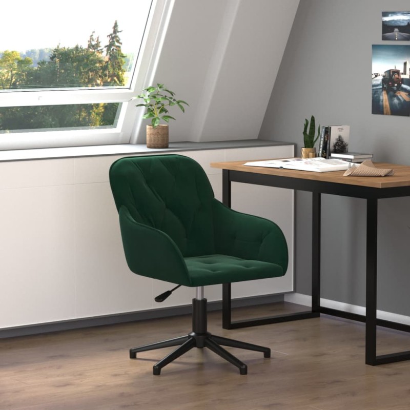 vidaXL Bürostuhl Drehbar Dunkelgrün Samt vidaXL Bürostuhl Drehbar Dunkelgrün Samt