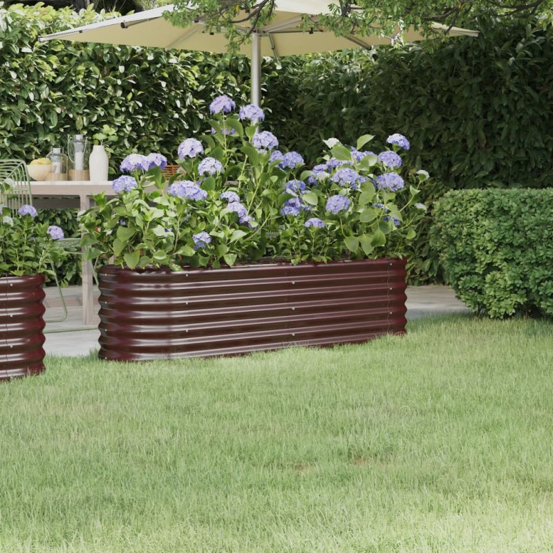 vidaXL Hochbeet Pulverbeschichteter Stahl 152x40x36 cm Braun vidaXL Hochbeet Pulverbeschichteter Stahl 152x40x36 cm Braun