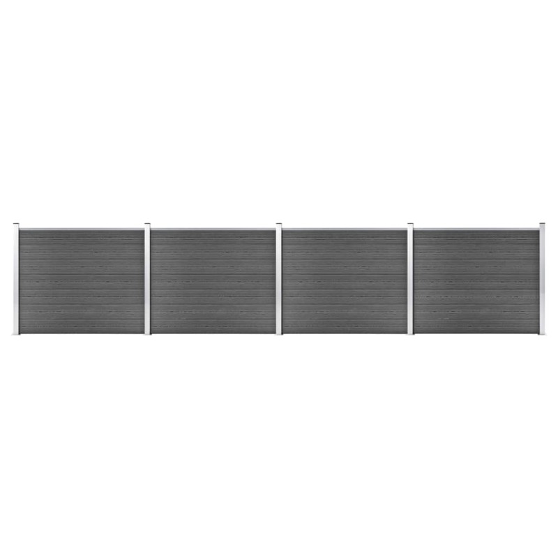 Zaunelement Set WPC 699x146 cm Schwarz Zaunelement Set WPC 699x146 cm Schwarz