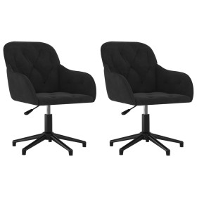 vidaXL Esszimmerstühle 2 Stk. Drehbar Schwarz Samt