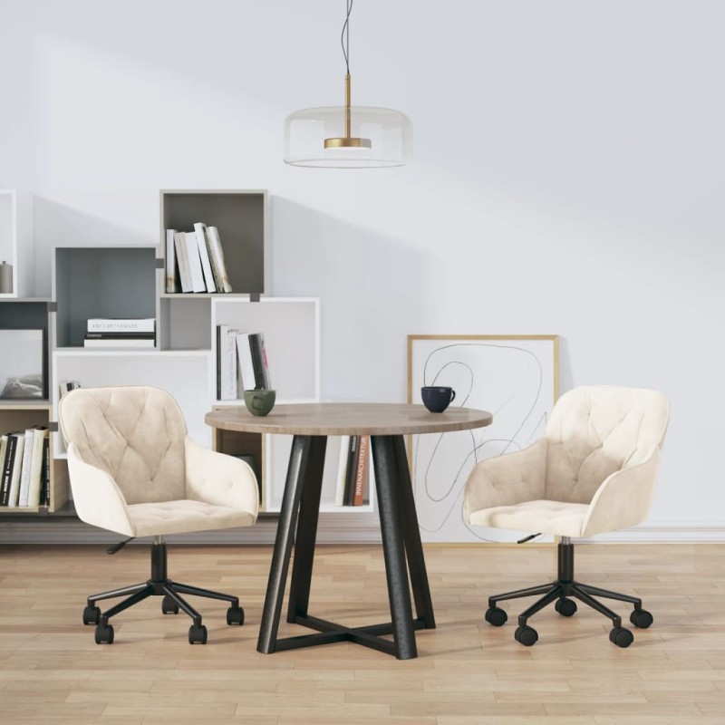 vidaXL Esszimmerstühle 2 Stk. Drehbar Creme Samt vidaXL Esszimmerstühle 2 Stk. Drehbar Creme Samt