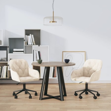 vidaXL Esszimmerstühle 2 Stk. Drehbar Creme Samt