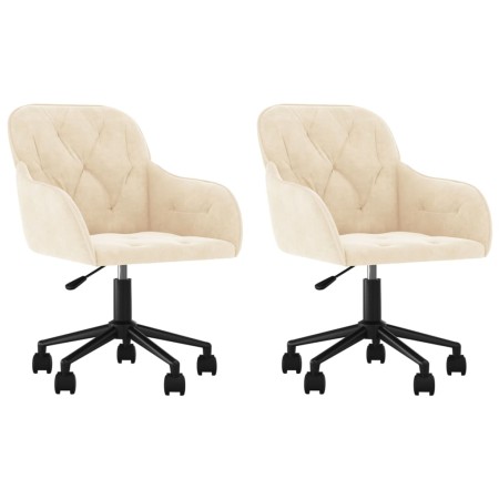 vidaXL Esszimmerstühle 2 Stk. Drehbar Creme Samt