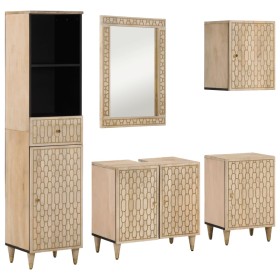 vidaXL 5-tlg. Badmöbel-Set Massivholz Mango