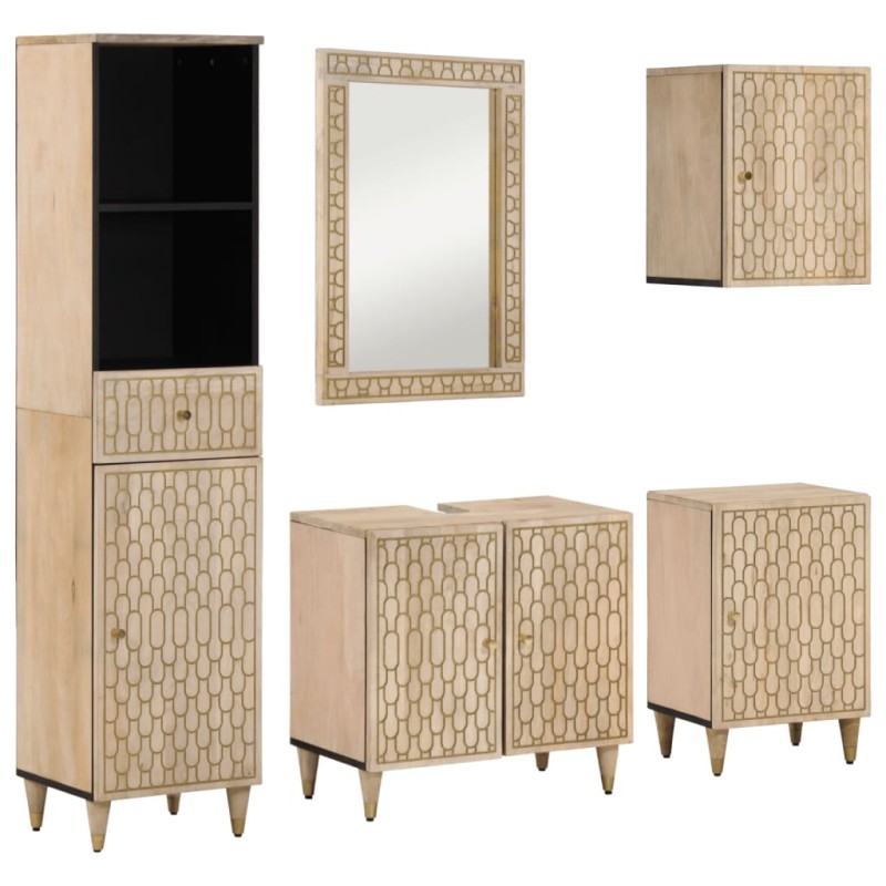 vidaXL 5-tlg. Badmöbel-Set Massivholz Mango vidaXL 5-tlg. Badmöbel-Set Massivholz Mango
