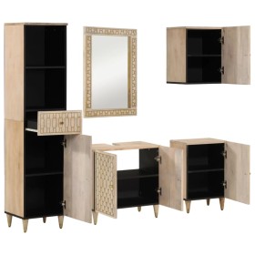vidaXL 5-tlg. Badmöbel-Set Massivholz Mango