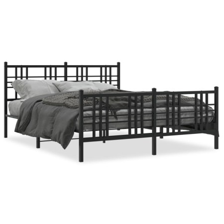 vidaXL Bettgestell mit Kopf- und Fußteil Metall Schwarz 150x200 cm