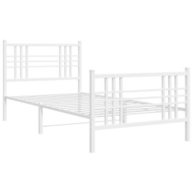 vidaXL Bettgestell mit Kopf- und Fußteil Metall Weiß 100x200 cm