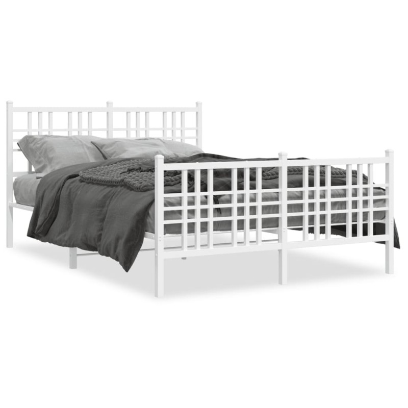 vidaXL Bettgestell mit Kopf- und Fußteil Metall Weiß 140x200 cm vidaXL Bettgestell mit Kopf- und Fußteil Metall Weiß 140x200 cm