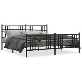 vidaXL Bettgestell mit Kopf- und Fußteil Metall Schwarz 180x200 cm