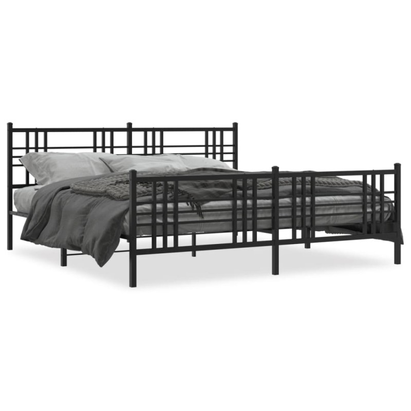 vidaXL Bettgestell mit Kopf- und Fußteil Metall Schwarz 180x200 cm vidaXL Bettgestell mit Kopf- und Fußteil Metall Schwarz 180x200 cm