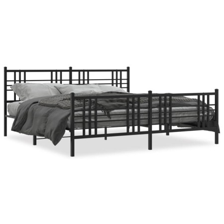 vidaXL Bettgestell mit Kopf- und Fußteil Metall Schwarz 180x200 cm