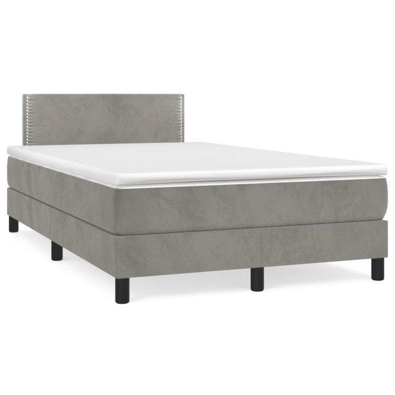 vidaXL Boxspringbett mit Matratze Hellgrau 120x190 cm Samt vidaXL Boxspringbett mit Matratze Hellgrau 120x190 cm Samt