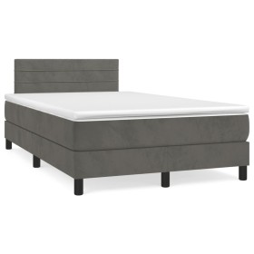 vidaXL Boxspringbett mit Matratze Dunkelgrün 120x190 cm Samt