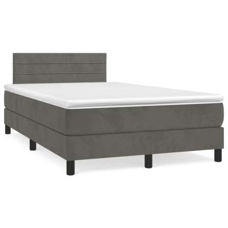 vidaXL Boxspringbett mit Matratze Dunkelgrün 120x190 cm Samt