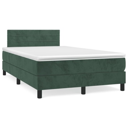 vidaXL Boxspringbett mit Matratze Dunkelgrün 120x190 cm Samt