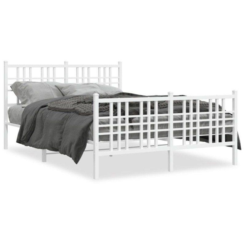 vidaXL Bettgestell mit Kopf- und Fußteil Metall Weiß 137x190 cm vidaXL Bettgestell mit Kopf- und Fußteil Metall Weiß 137x190 cm