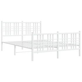 vidaXL Bettgestell mit Kopf- und Fußteil Metall Weiß 137x190 cm