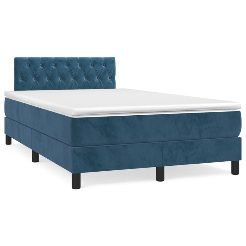 vidaXL Boxspringbett mit Matratze Dunkelblau 120x190 cm Samt vidaXL Boxspringbett mit Matratze Dunkelblau 120x190 cm Samt