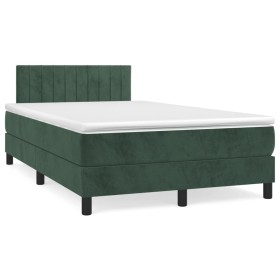 vidaXL Boxspringbett mit Matratze Dunkelgrün 120x190 cm Samt