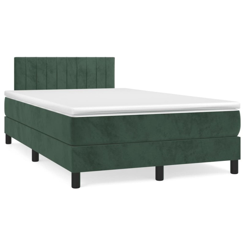 vidaXL Boxspringbett mit Matratze Dunkelgrün 120x190 cm Samt vidaXL Boxspringbett mit Matratze Dunkelgrün 120x190 cm Samt
