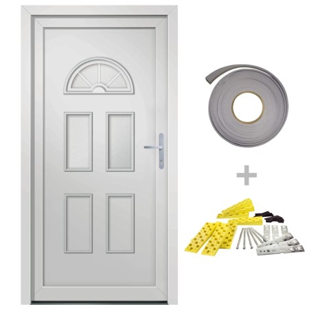 vidaXL Haustür Weiß 98x208 cm PVC