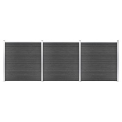 Zaunelement Set WPC 526x186 cm Schwarz