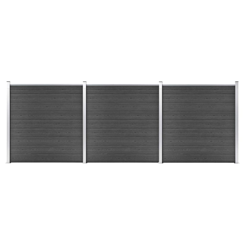 Zaunelement Set WPC 526x186 cm Schwarz Zaunelement Set WPC 526x186 cm Schwarz