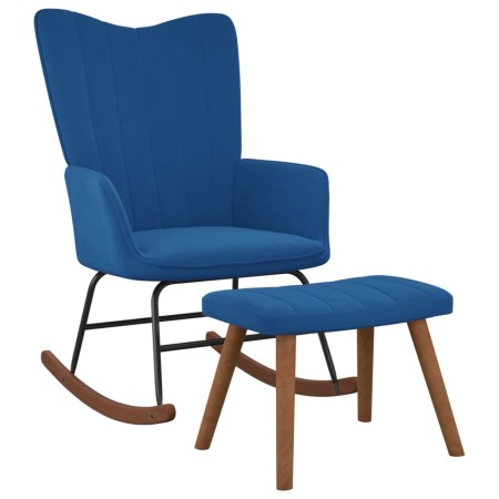 vidaXL Schaukelstuhl mit Hocker Samt Blau