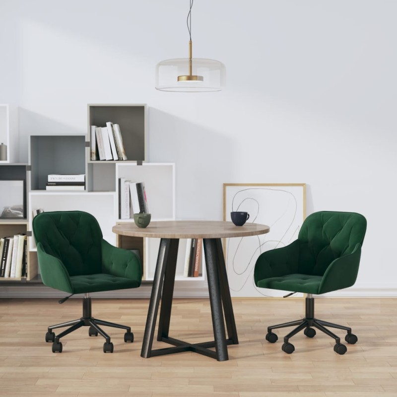 vidaXL Esszimmerstühle 2 Stk. Drehbar Dunkelgrün Samt vidaXL Esszimmerstühle 2 Stk. Drehbar Dunkelgrün Samt