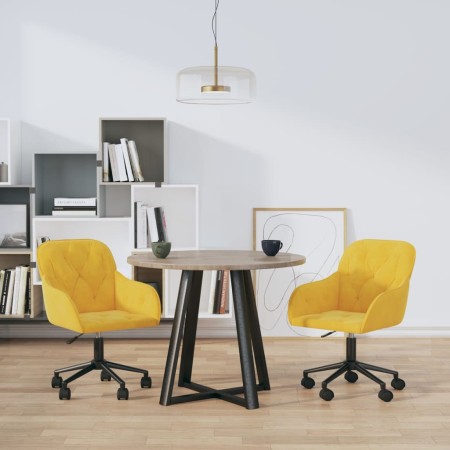 vidaXL Esszimmerstühle 2 Stk. Drehbar Gelb Samt