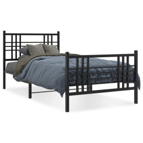 vidaXL Bettgestell mit Kopf- und Fußteil Metall Schwarz 90x190 cm