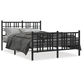 vidaXL Bettgestell mit Kopf- und Fußteil Metall Schwarz 140x200 cm