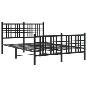 vidaXL Bettgestell mit Kopf- und Fußteil Metall Schwarz 140x200 cm
