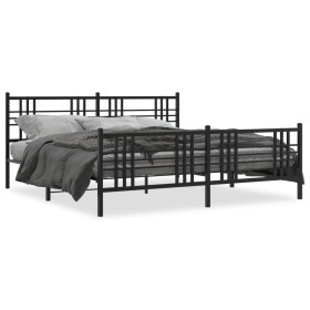 vidaXL Bettgestell mit Kopf- und Fußteil Metall Schwarz 193x203 cm