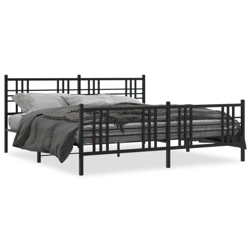vidaXL Bettgestell mit Kopf- und Fußteil Metall Schwarz 193x203 cm vidaXL Bettgestell mit Kopf- und Fußteil Metall Schwarz 193x203 cm