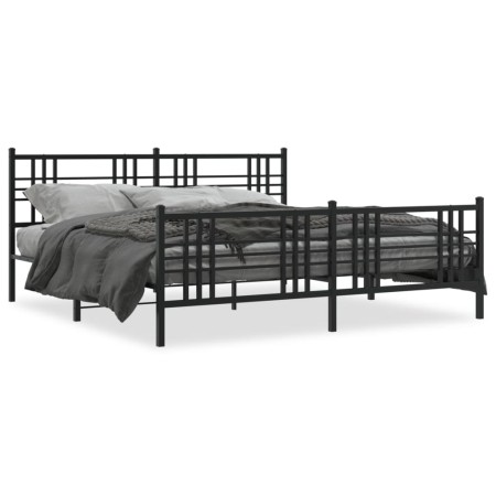 vidaXL Bettgestell mit Kopf- und Fußteil Metall Schwarz 193x203 cm